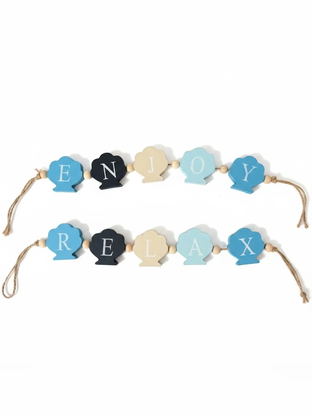 Enjoy Relax Hanging Shell Garland - Blue, Black, Cream